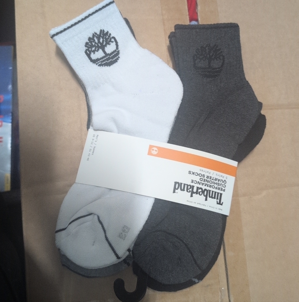 Timberland Men's Multi Color Athletic Socks Sizes 9-12 5pk